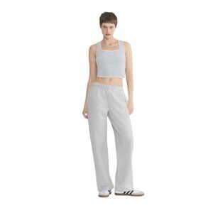 Aritzia Cozy Sweatfleece Mega Straight Sweatpant in Heather Chrome Size Small